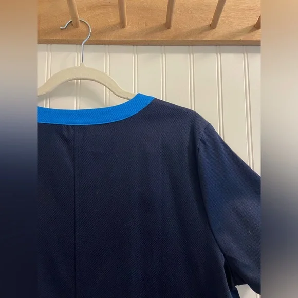 Lands’ End Textured Cotton Spandex Colorblock Short Sleeve V Neck Dress Size 16 - Picture 6 of 9